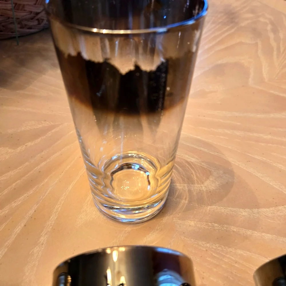 4 Vintage Tumbler Bar Glasses, Bronze/Gold Shading
